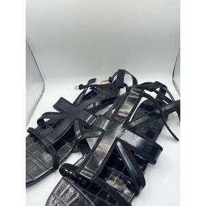 Burberry Black Leather‎ Crocodile Embossed Gladiator Sandals Size 39